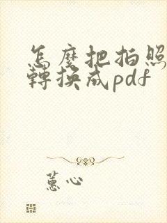怎么把拍照图片转换成pdf