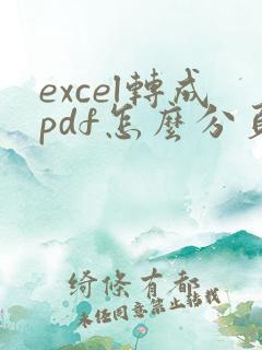 excel转成pdf怎么分页