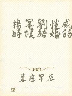 杨幂刘恺威什么时候结婚的
