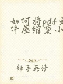 如何将pdf文件压缩变小