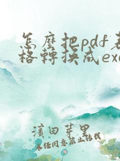 怎么把pdf表格转换成excel