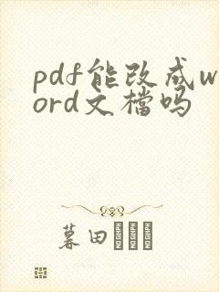 pdf能改成word文档吗