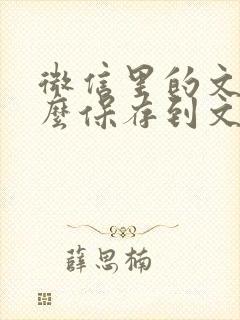 微信里的文件怎么保存到文件管理