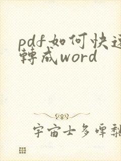 pdf如何快速转成word