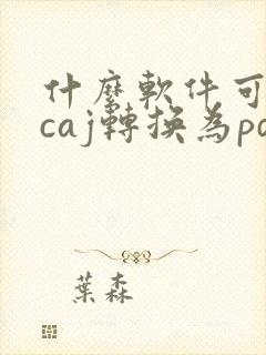 什么软件可以的caj转换为pdf