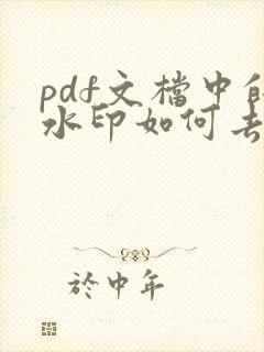 pdf文档中的水印如何去除