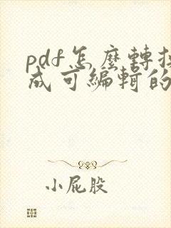 pdf怎么转换成可编辑的ppt