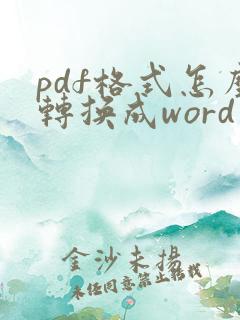 pdf格式怎么转换成word文档