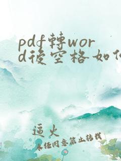 pdf转word后空格如何消除