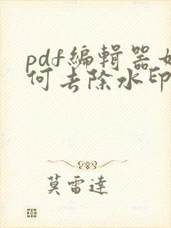 pdf编辑器如何去除水印