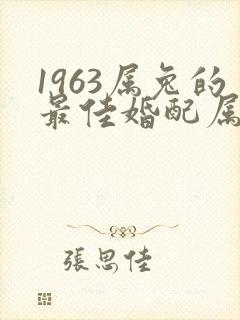 1963属兔的最佳婚配属相