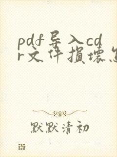 pdf导入cdr文件损坏怎么办