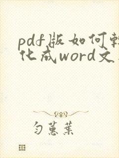 pdf版如何转化成word文档