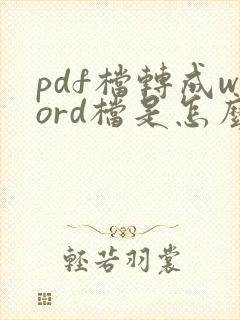 pdf档转成word档是怎么转的