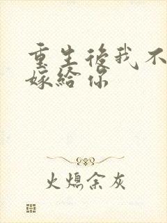 重生后我不想再嫁给你