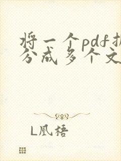 将一个pdf拆分成多个文件