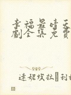 幸福最晴天电视剧全集免费观看