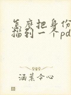 怎么把身份证扫描到一个pdf上