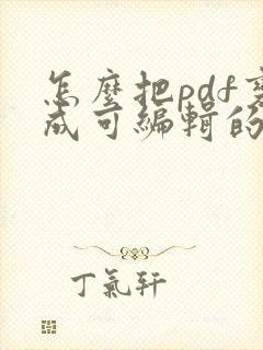 怎么把pdf变成可编辑的