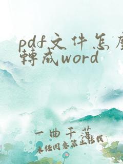 pdf文件怎么转成word