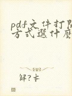 pdf文件打开方式选什么