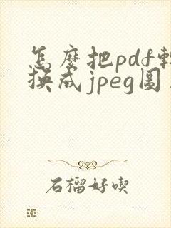 怎么把pdf转换成jpeg图片