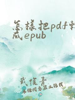 怎样把pdf转成epub