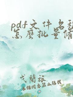 pdf文件名称怎么批量修改