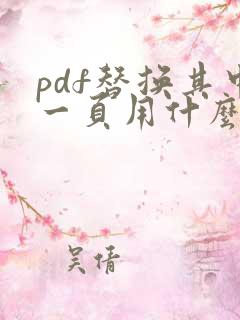 pdf替换其中一页用什么软件