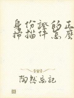 身份证的正反面扫描件怎么弄