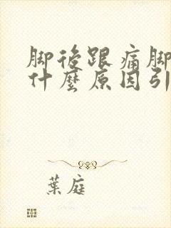 脚后跟痛脚底痛什么原因引起的