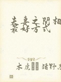 夫妻之间相处的最好方式