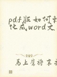 pdf版如何转化成word文档