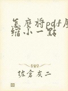 怎么将pdf压缩小一点