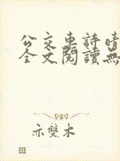 公交车诗晴小说全文阅读无弹窗
