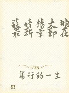苏晴杨大明小说最新章节在线阅读