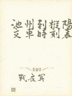 池州到枞阳县公交车时刻表