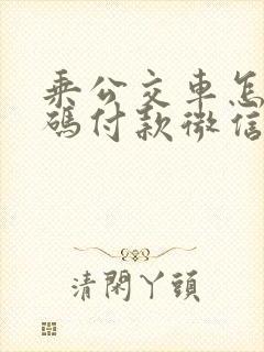 乘公交车怎么扫码付款微信
