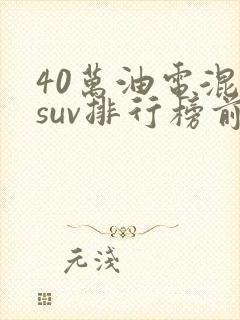 40万油电混动suv排行榜前十名