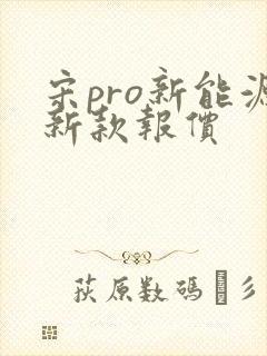 宋pro新能源新款报价