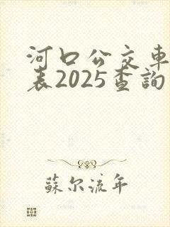 河口公交车时间表2025查询