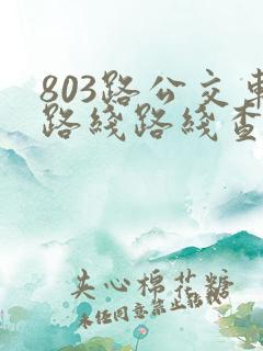 803路公交车路线路线查询时间