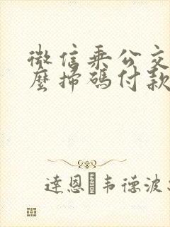 微信乘公交车怎么扫码付款