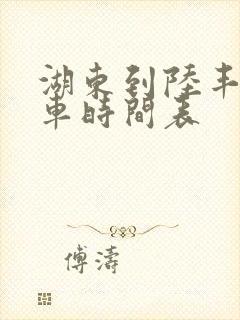 湖东到陆丰公交车时间表