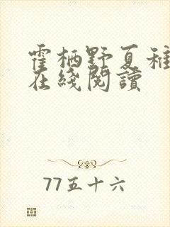 霍栖野夏稚小说在线阅读