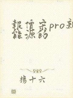 报价宋pro新能源的