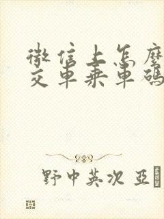 微信上怎么弄公交车乘车码
