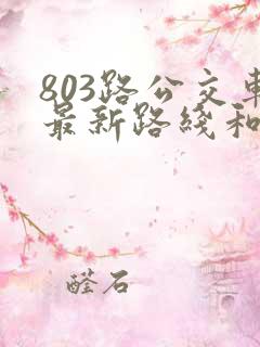 803路公交车最新路线和时间