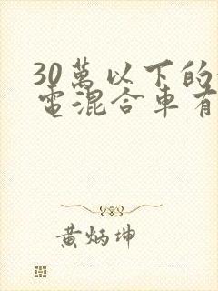 30万以下的油电混合车有哪些