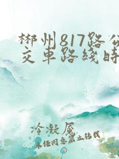 郴州817路公交车路线时间表